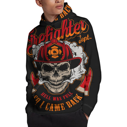 Firefighter Department Skull Print Pullover Hoodie