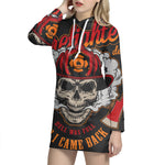 Firefighter Department Skull Print Pullover Hoodie Dress