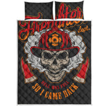 Firefighter Department Skull Print Quilt Bed Set