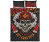 Firefighter Department Skull Print Quilt Bed Set