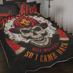 Firefighter Department Skull Print Quilt Bed Set