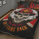 Firefighter Department Skull Print Quilt Bed Set