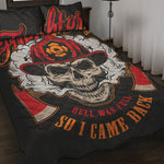 Firefighter Department Skull Print Quilt Bed Set