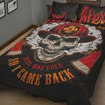 Firefighter Department Skull Print Quilt Bed Set