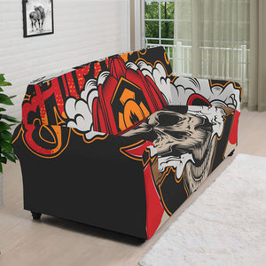 Firefighter Department Skull Print Sofa Cover