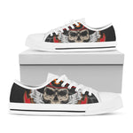 Firefighter Department Skull Print White Low Top Shoes