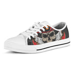 Firefighter Department Skull Print White Low Top Shoes