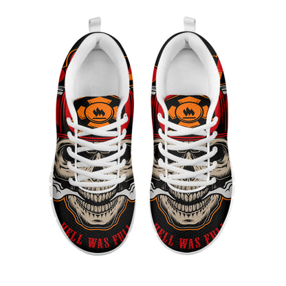 Firefighter Department Skull Print White Sneakers