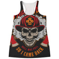Firefighter Department Skull Print Women's Racerback Tank Top