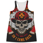Firefighter Department Skull Print Women's Racerback Tank Top