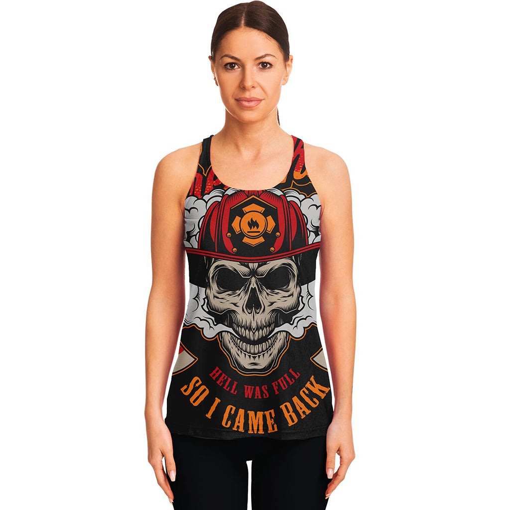 Firefighter Department Skull Print Women's Racerback Tank Top