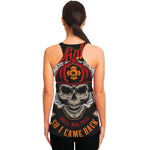 Firefighter Department Skull Print Women's Racerback Tank Top