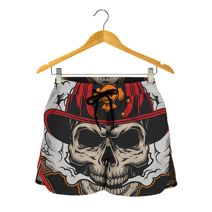 Firefighter Department Skull Print Women's Shorts