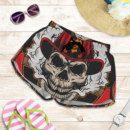 Firefighter Department Skull Print Women's Shorts