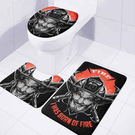 Firefighter Devil Print 3 Piece Bath Mat Set