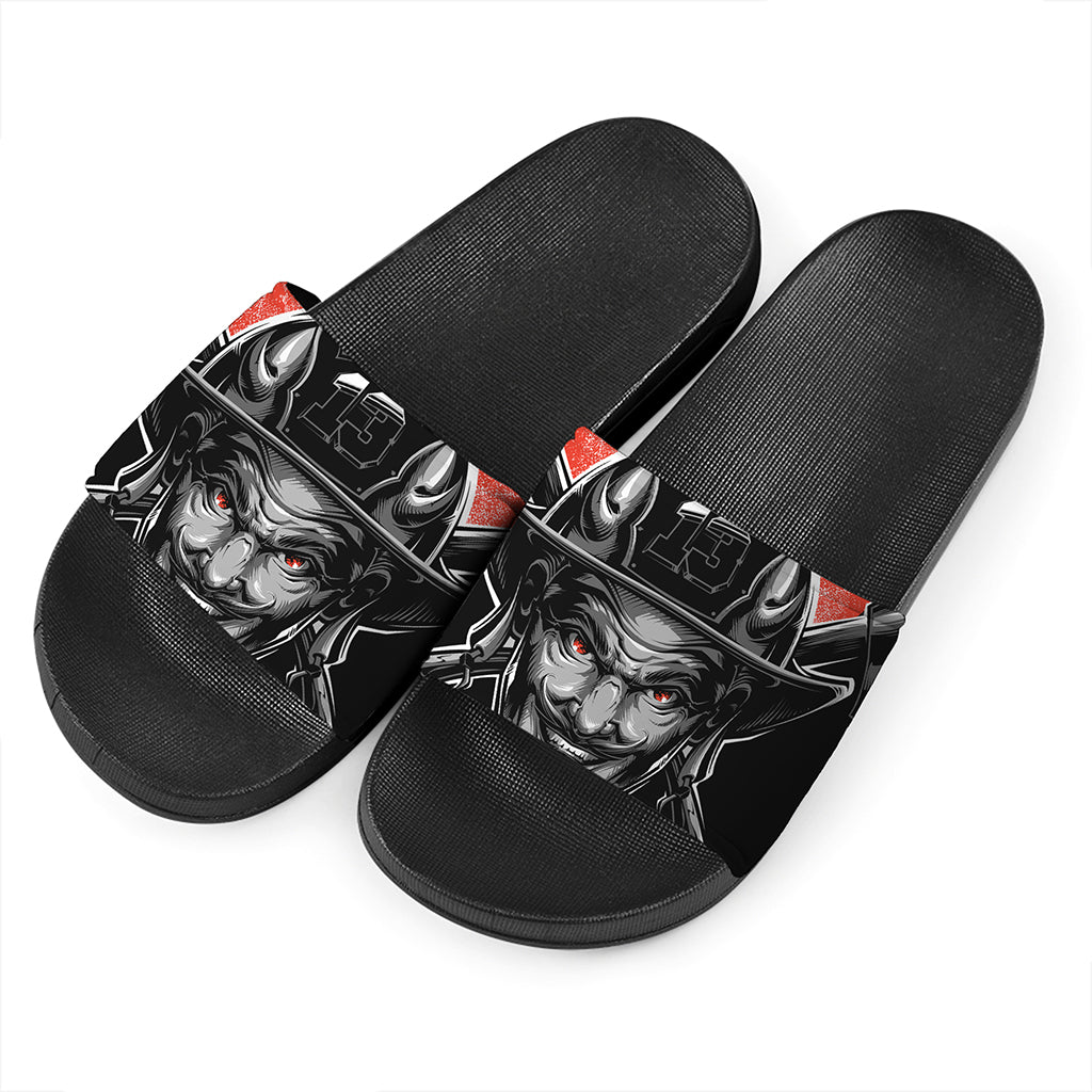 Firefighter Devil Print Black Slide Sandals