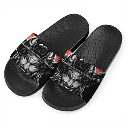 Firefighter Devil Print Black Slide Sandals