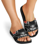 Firefighter Devil Print Black Slide Sandals