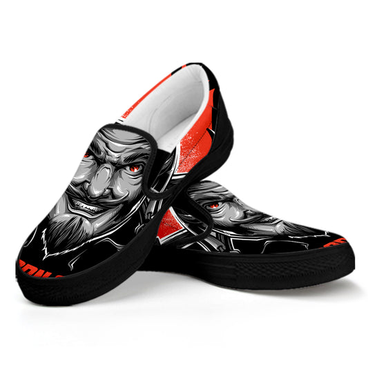Firefighter Devil Print Black Slip On Shoes