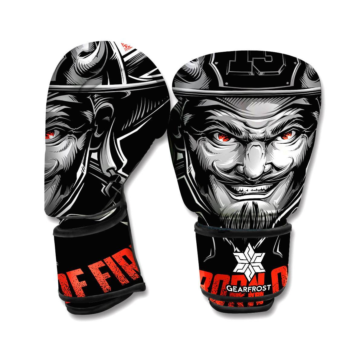 Firefighter Devil Print Boxing Gloves
