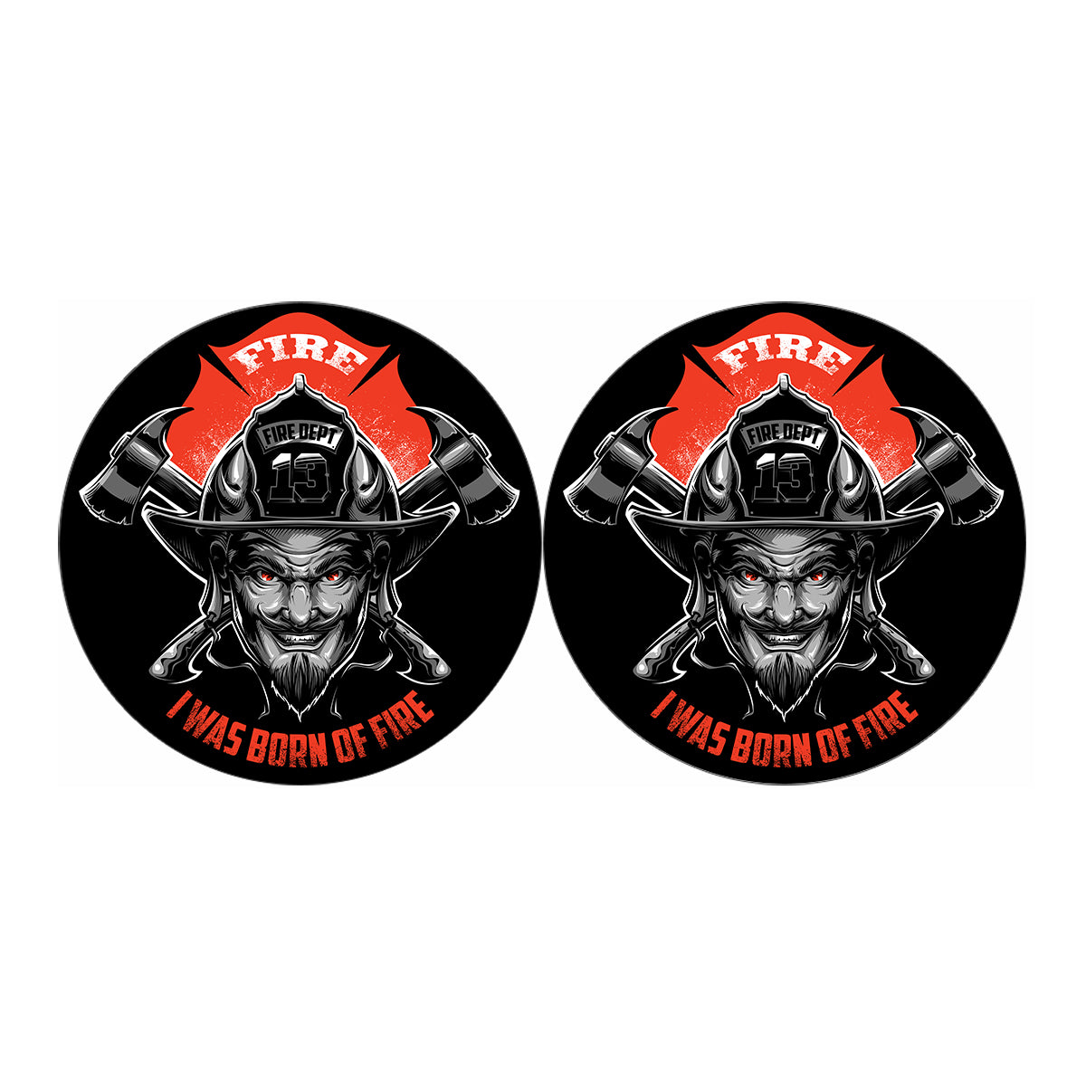 Firefighter Devil Print Car Coasters
