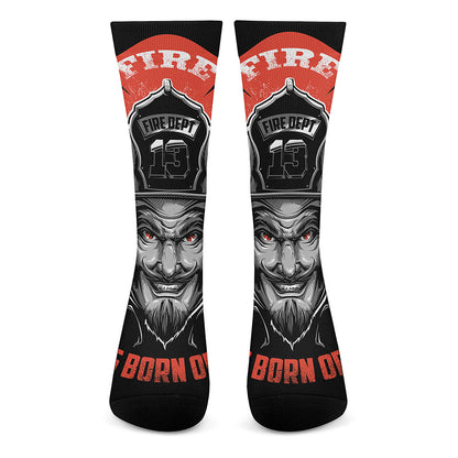 Firefighter Devil Print Crew Socks