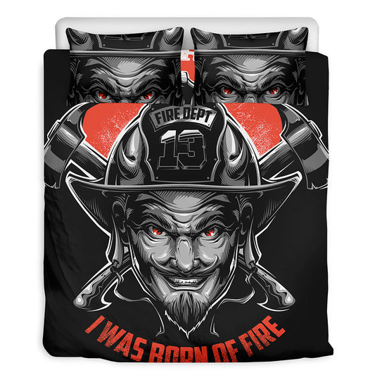 Firefighter Devil Print Duvet Cover Bedding Set