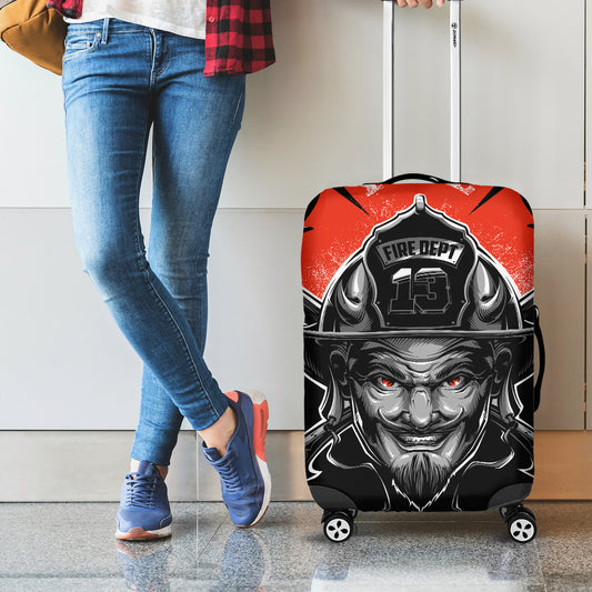 Firefighter Devil Print Luggage Cover