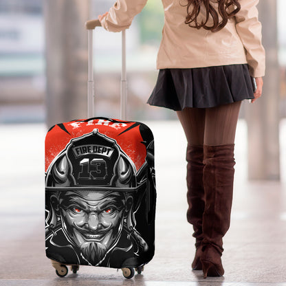 Firefighter Devil Print Luggage Cover