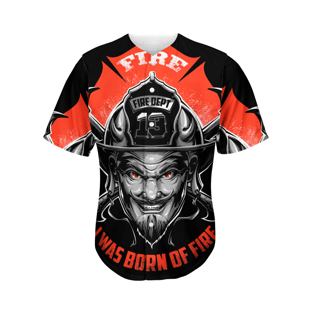 Firefighter Devil Print Men's Baseball Jersey