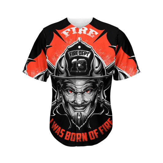 Firefighter Devil Print Men's Baseball Jersey