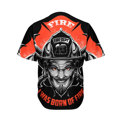 Firefighter Devil Print Men's Baseball Jersey