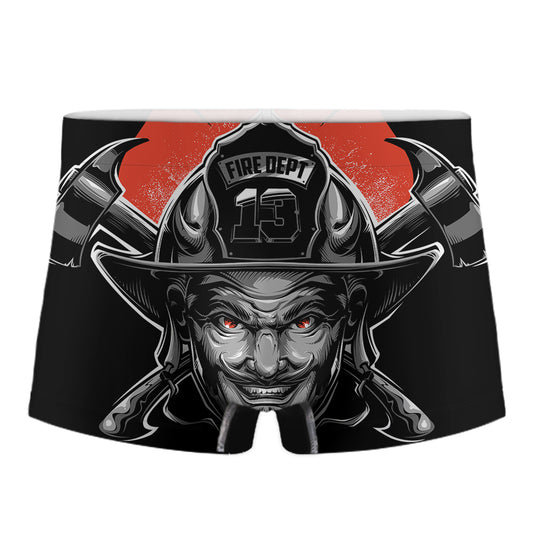 Firefighter Devil Print Men's Boxer Briefs