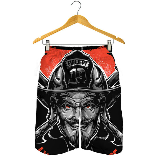 Firefighter Devil Print Men's Shorts