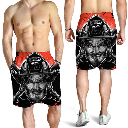 Firefighter Devil Print Men's Shorts