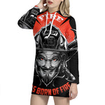 Firefighter Devil Print Pullover Hoodie Dress