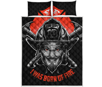 Firefighter Devil Print Quilt Bed Set
