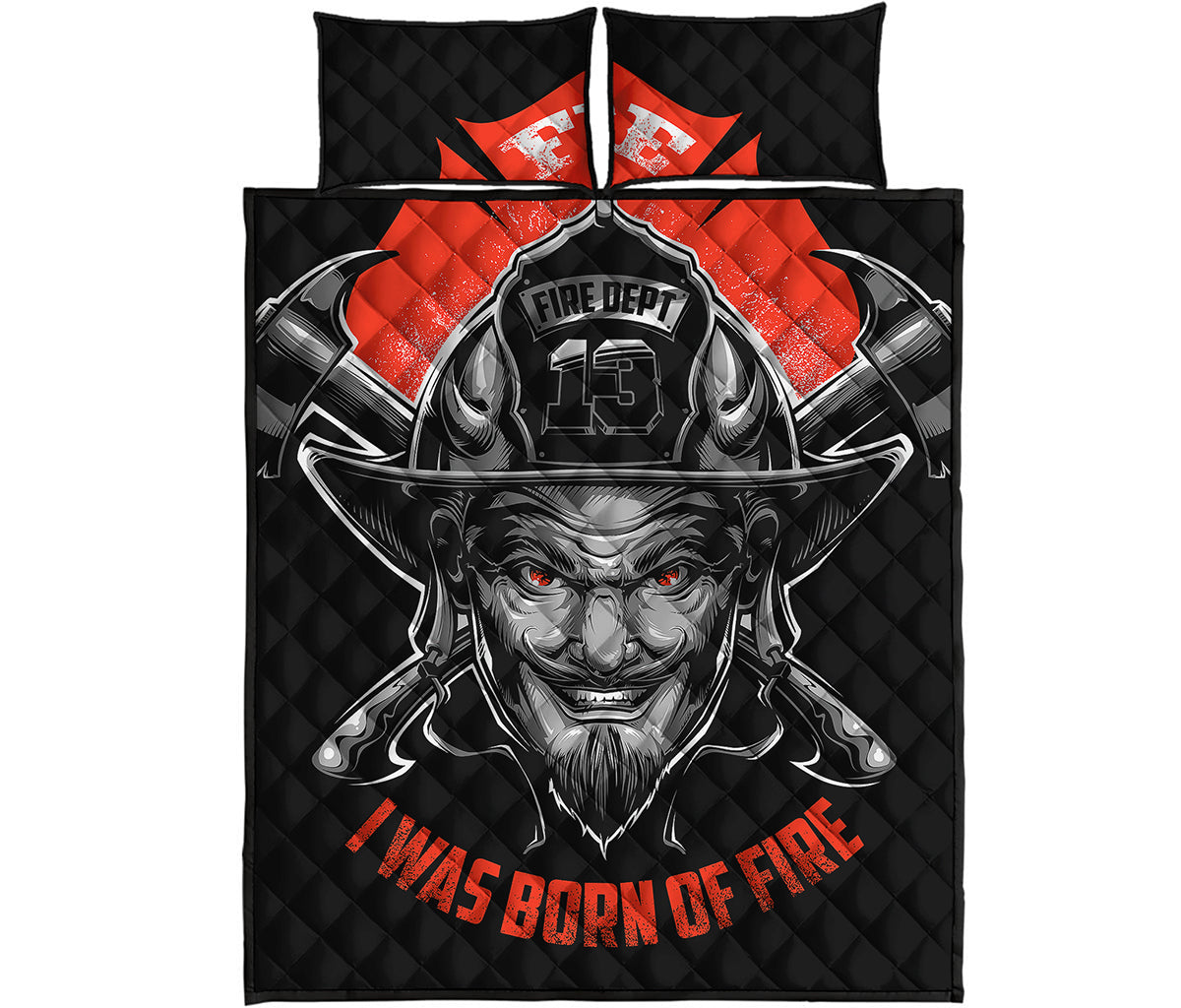 Firefighter Devil Print Quilt Bed Set
