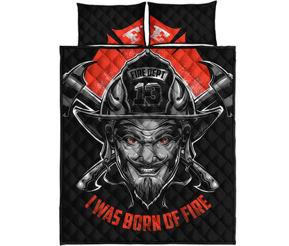 Firefighter Devil Print Quilt Bed Set