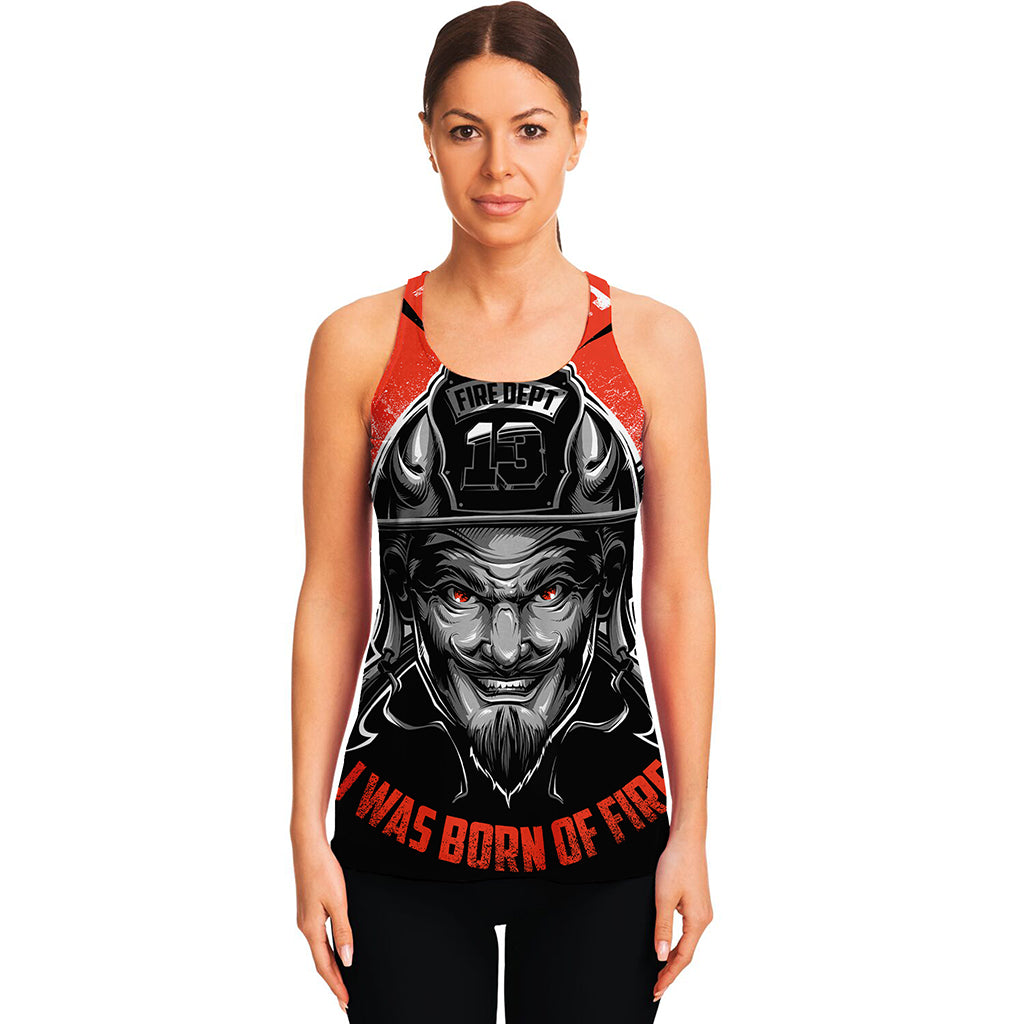 Firefighter Devil Print Women's Racerback Tank Top