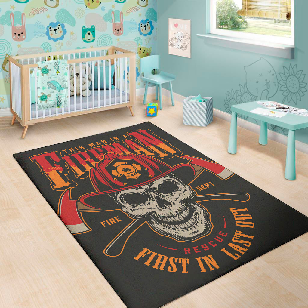 Firefighter First In Last Out Print Area Rug