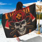 Firefighter First In Last Out Print Beach Sarong Wrap