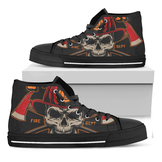 Firefighter First In Last Out Print Black High Top Shoes
