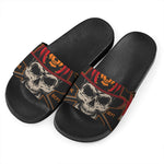 Firefighter First In Last Out Print Black Slide Sandals