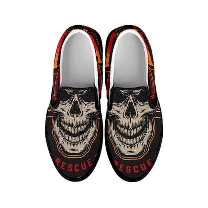 Firefighter First In Last Out Print Black Slip On Shoes