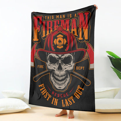 Firefighter First In Last Out Print Blanket