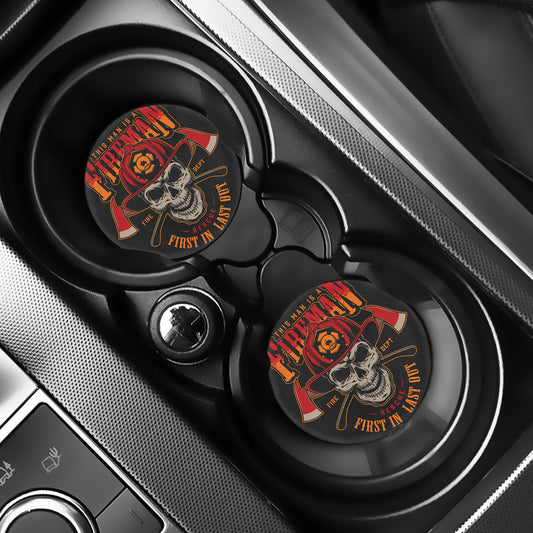 Firefighter First In Last Out Print Car Coasters