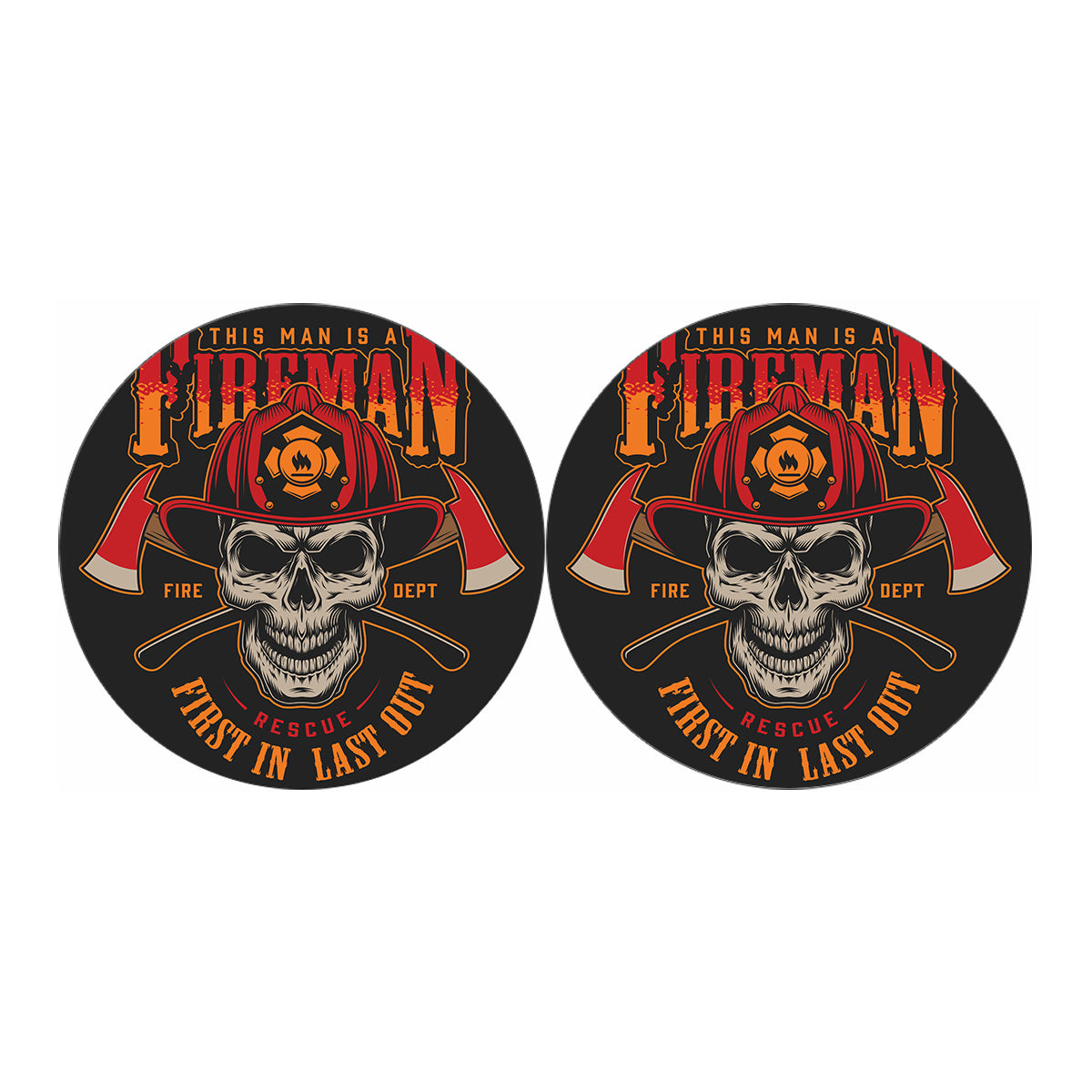 Firefighter First In Last Out Print Car Coasters