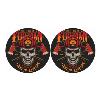 Firefighter First In Last Out Print Car Coasters