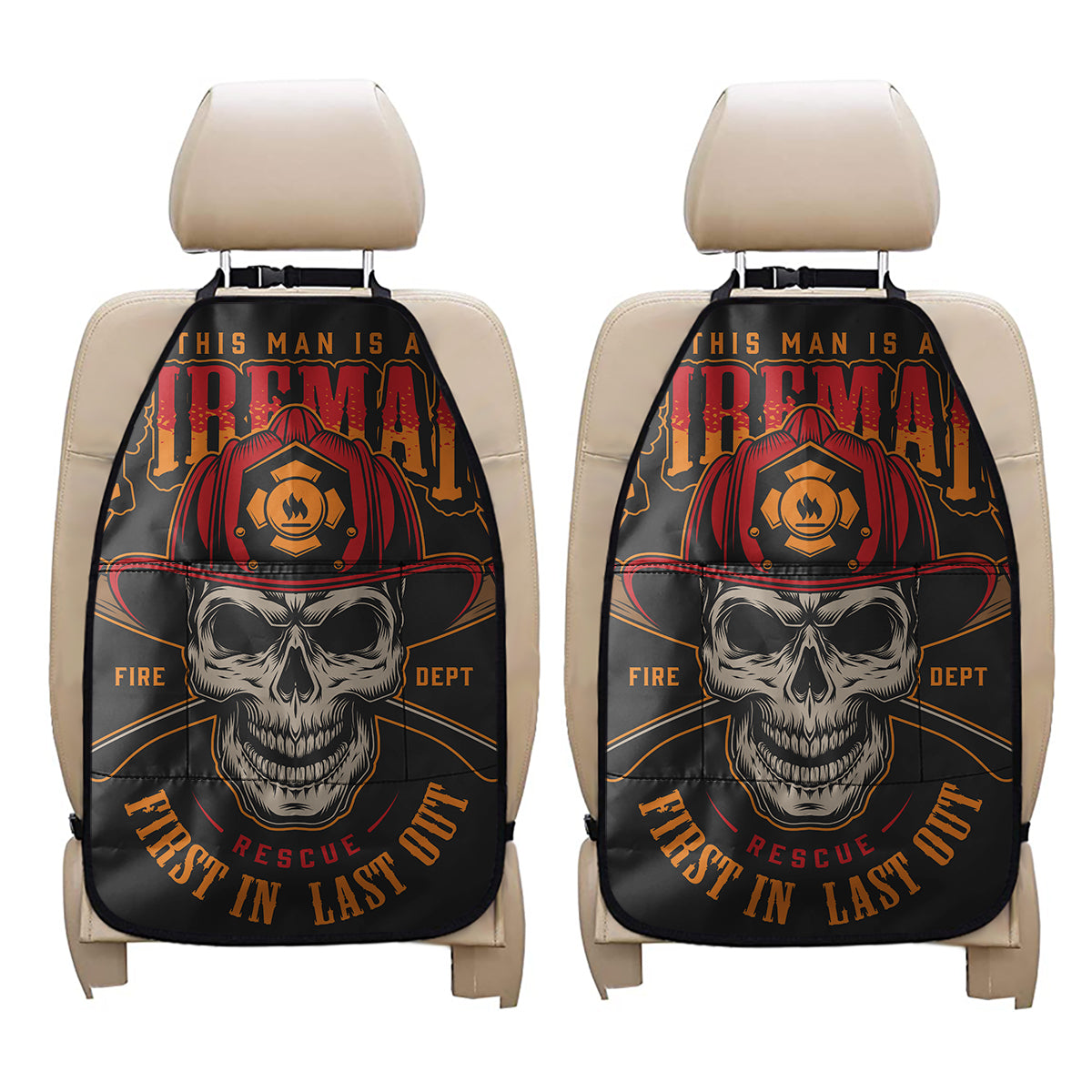 Firefighter First In Last Out Print Car Seat Organizers